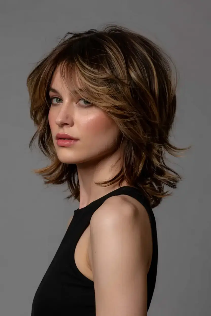 gorgeous spring shag hairstyle 2026 Soft Layered Shag with Feathered Crown Volume