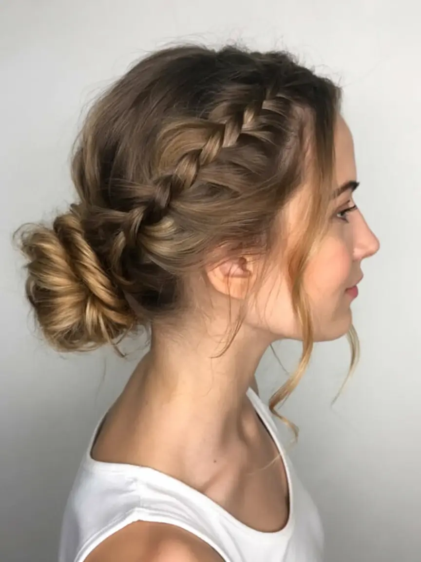 graduation hairstyles ideas 2026 braided low bun soft strands