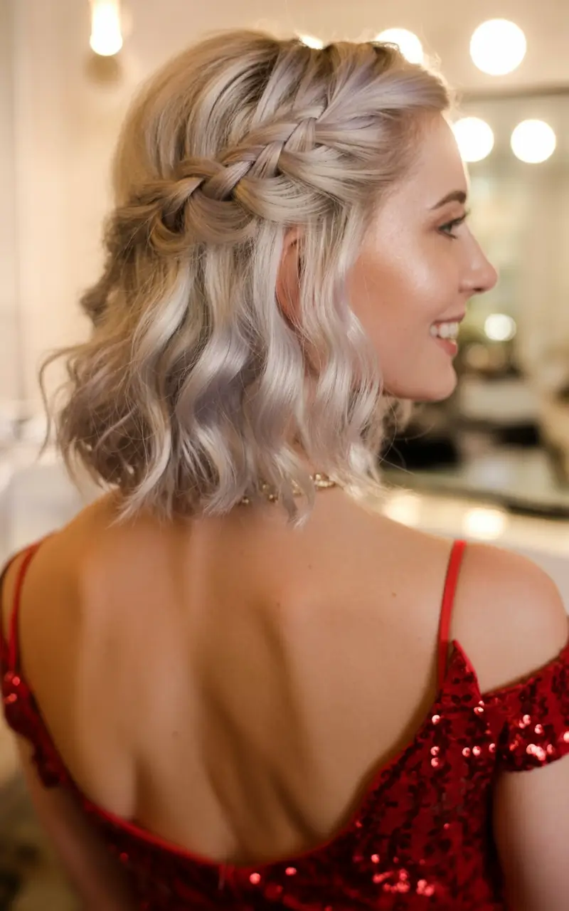 graduation hairstyles ideas 2026 braided bob blonde waves