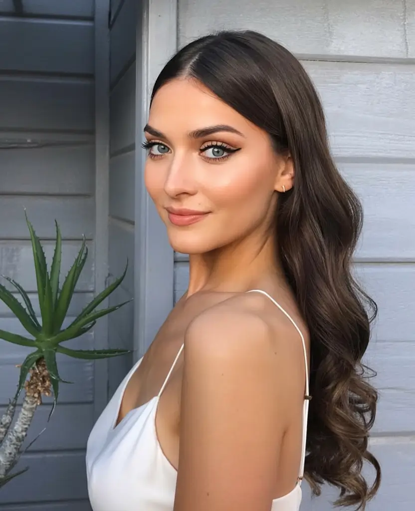 graduation hairstyles ideas 2026 center part soft waves polished