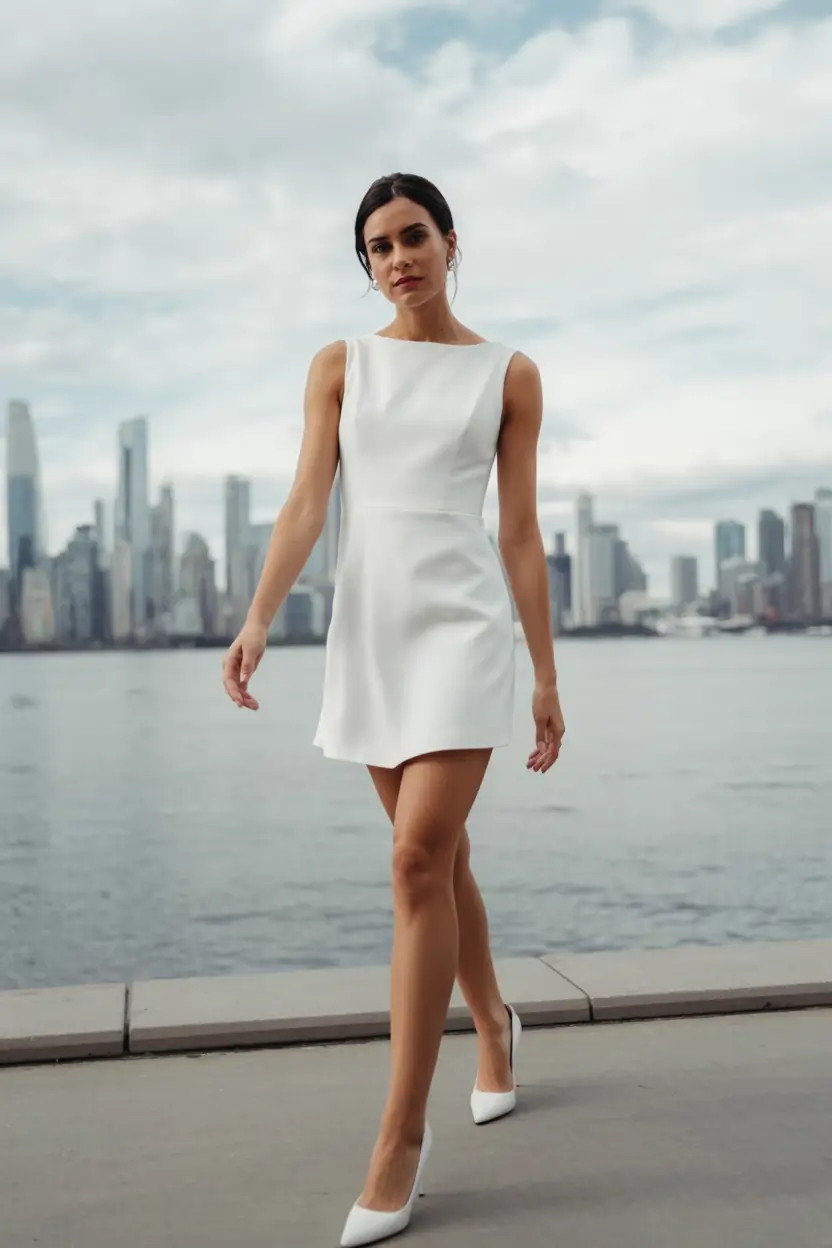 graduation look ideas 2026 City-Girl Simplicity: The White Mini That Moves With You