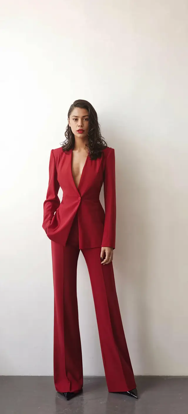 graduation look ideas 2026 Bold Entrance: The Red Suit That Owns the Room