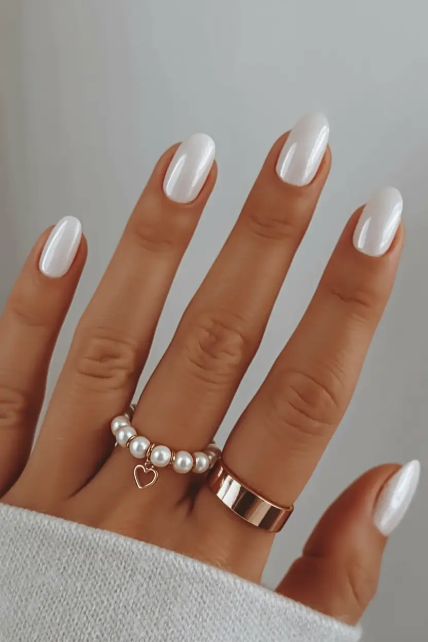graduation nails ideas 2026 Pure Glossy White for a Clean New Chapter
