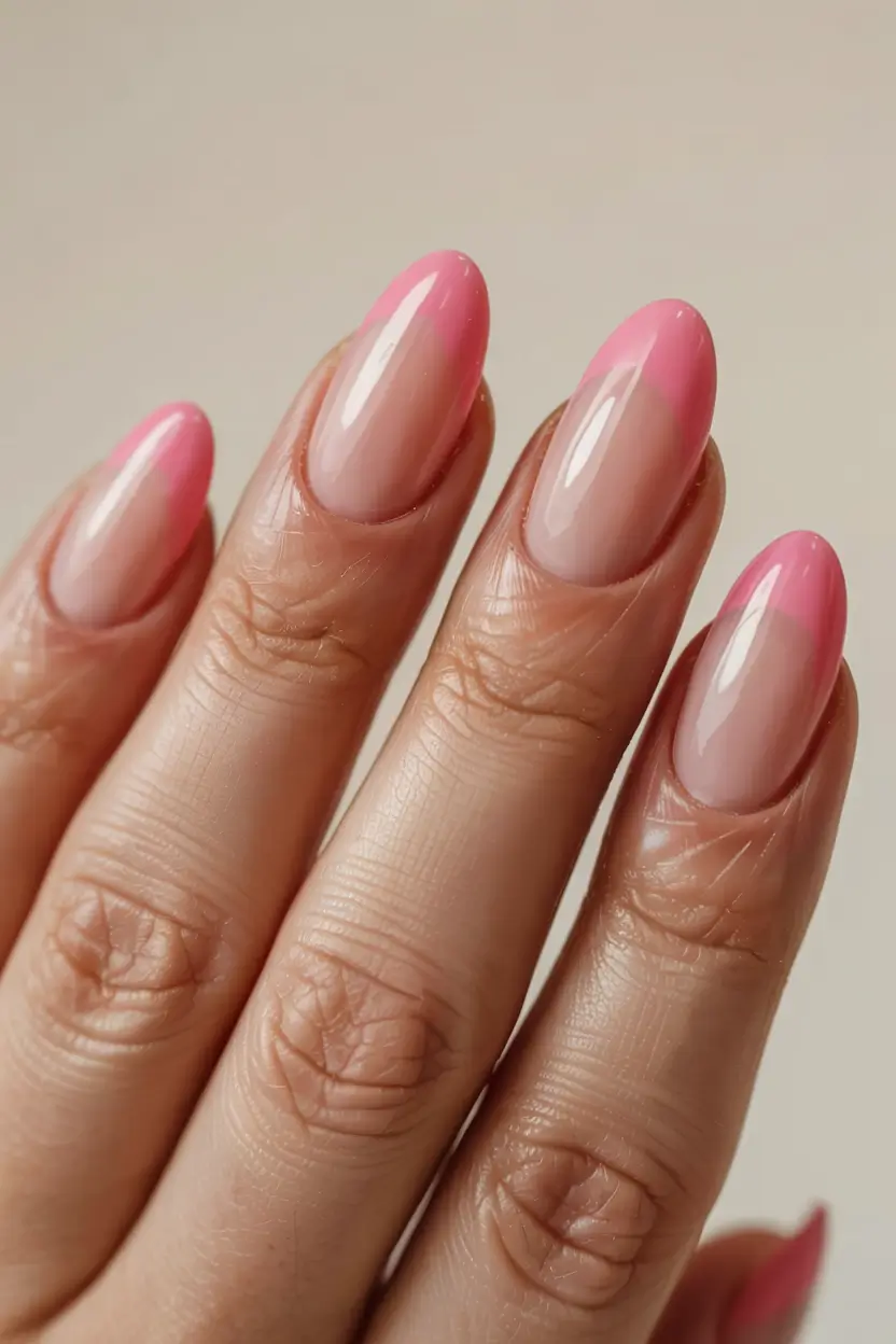 graduation nails ideas 2026 Glossy Pink Fade That Feels Like Summer