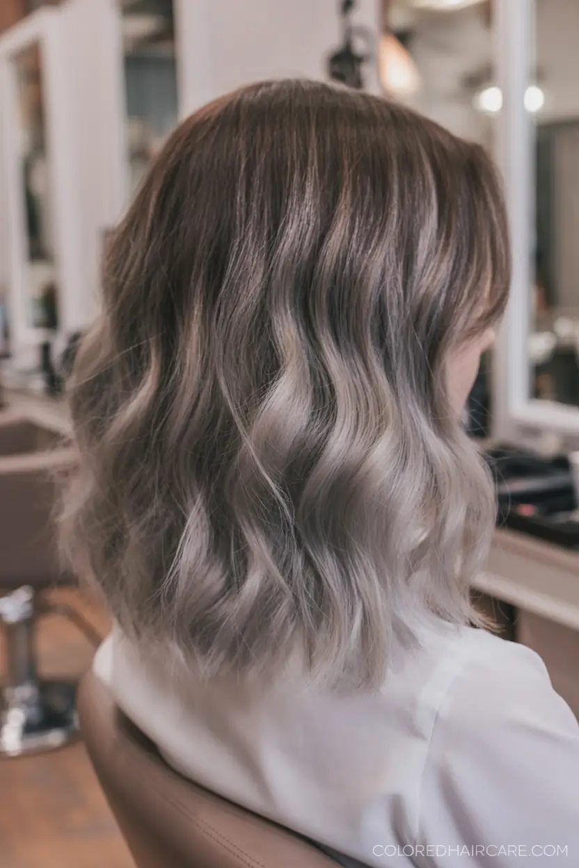 modern spring grey hair color ideas 2026 Cool Ash Grey Melt with Subtle Texture
