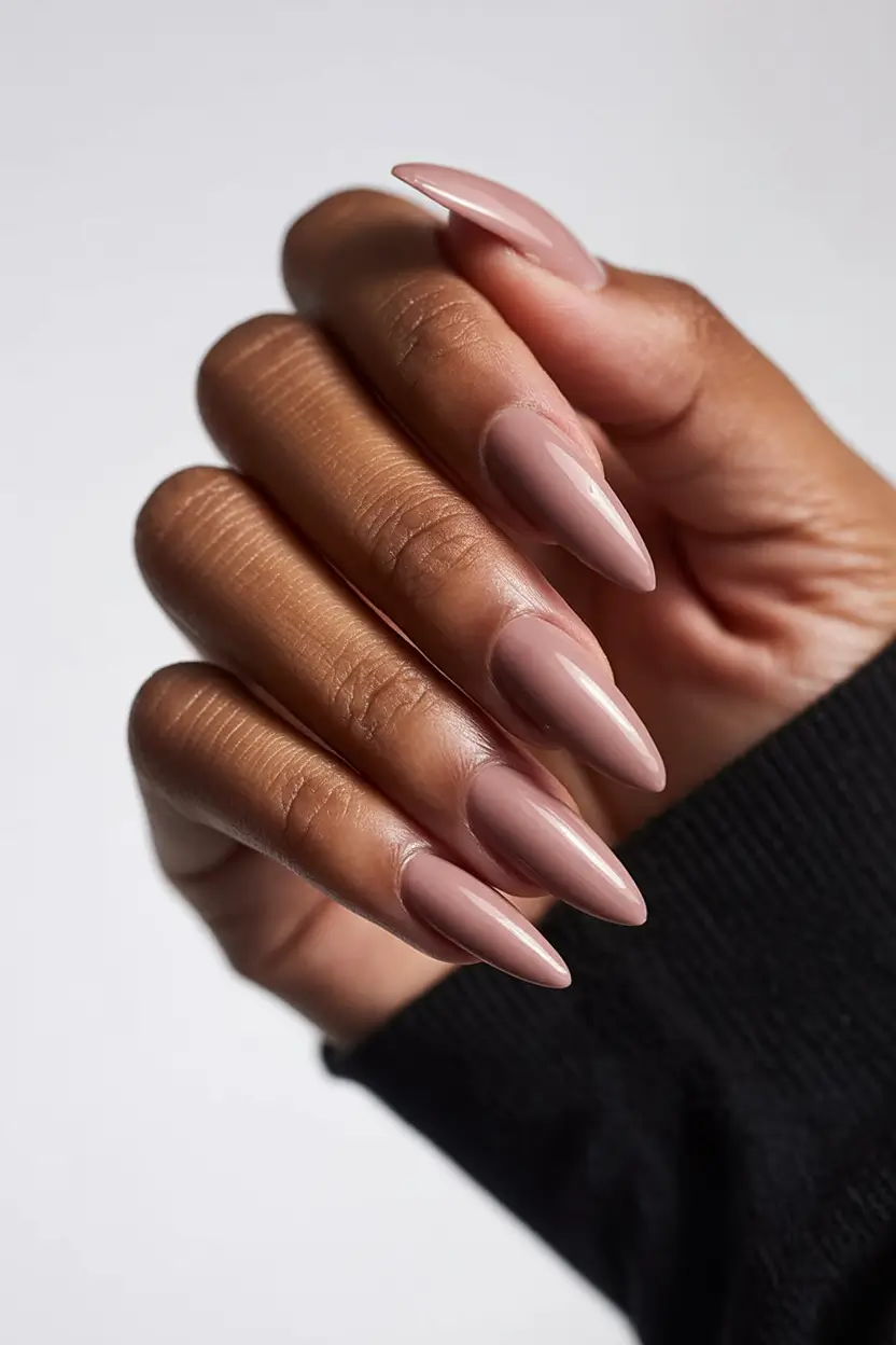 modern spring nails for brown skin 2026 Blush Almond Nails
