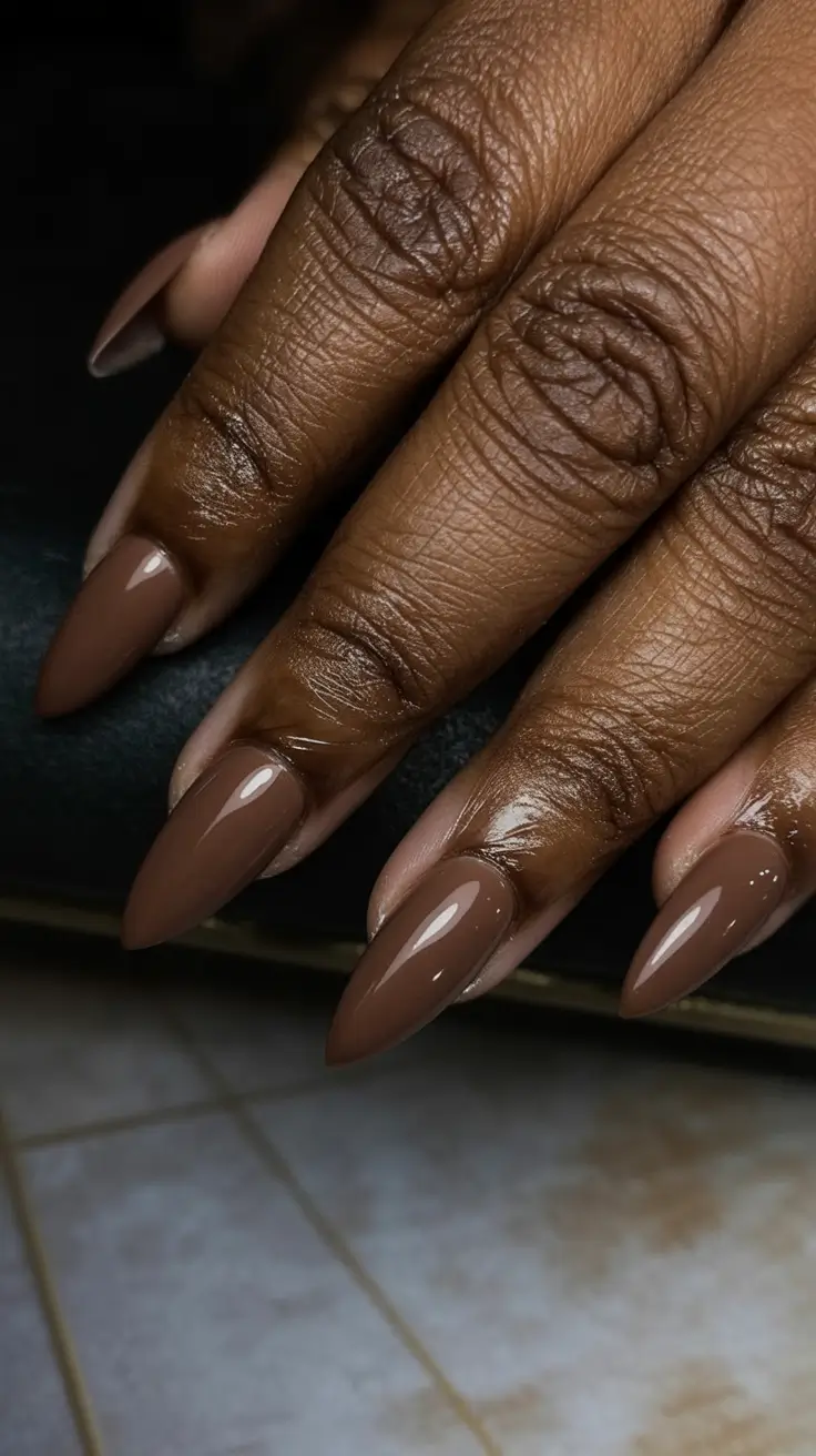 modern spring nails for brown skin 2026 Deep Cherry Short Nails