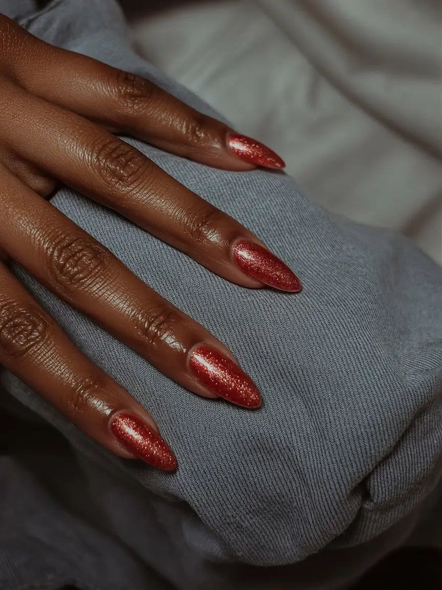 modern spring nails for brown skin 2026 Copper Glitter Nails