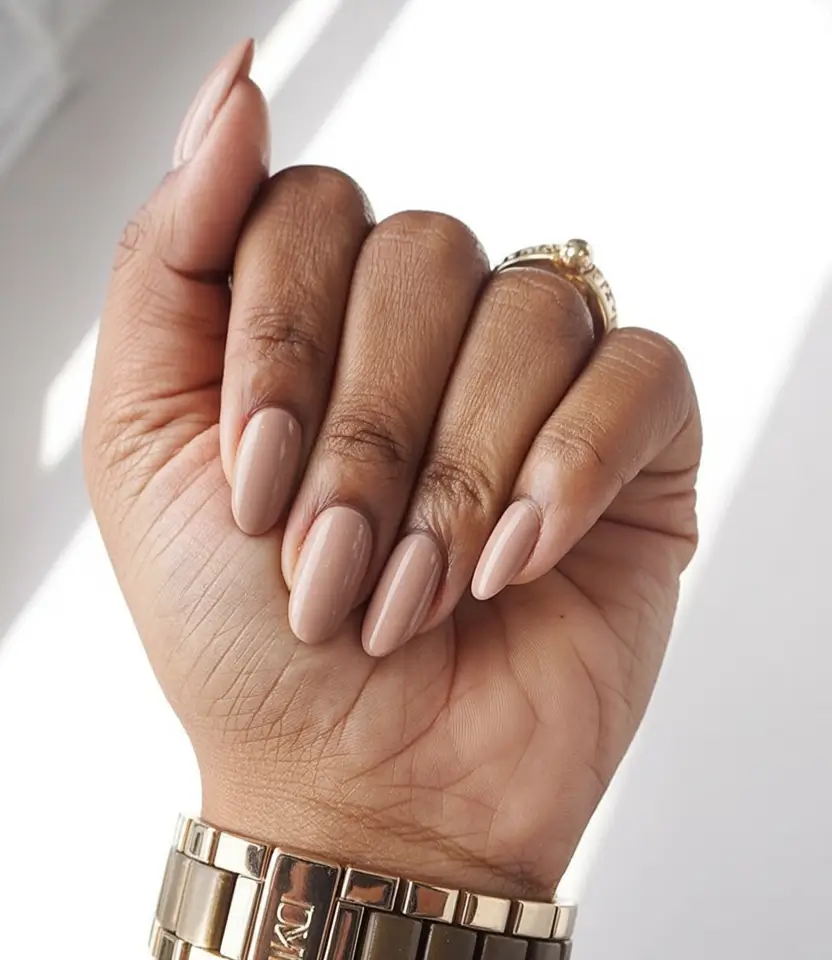 modern spring nails for brown skin 2026 Beige Almond Nails