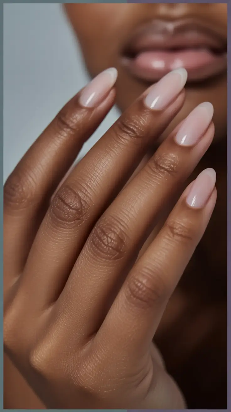 modern spring nails for brown skin 2026 Milky Almond Nude
