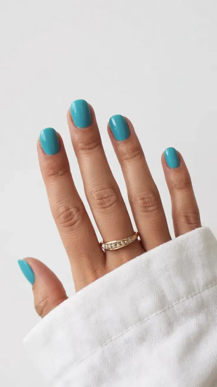 modern spring vacation nails 2026 Turquoise Minimal Nails for a Fresh Coastal Mood