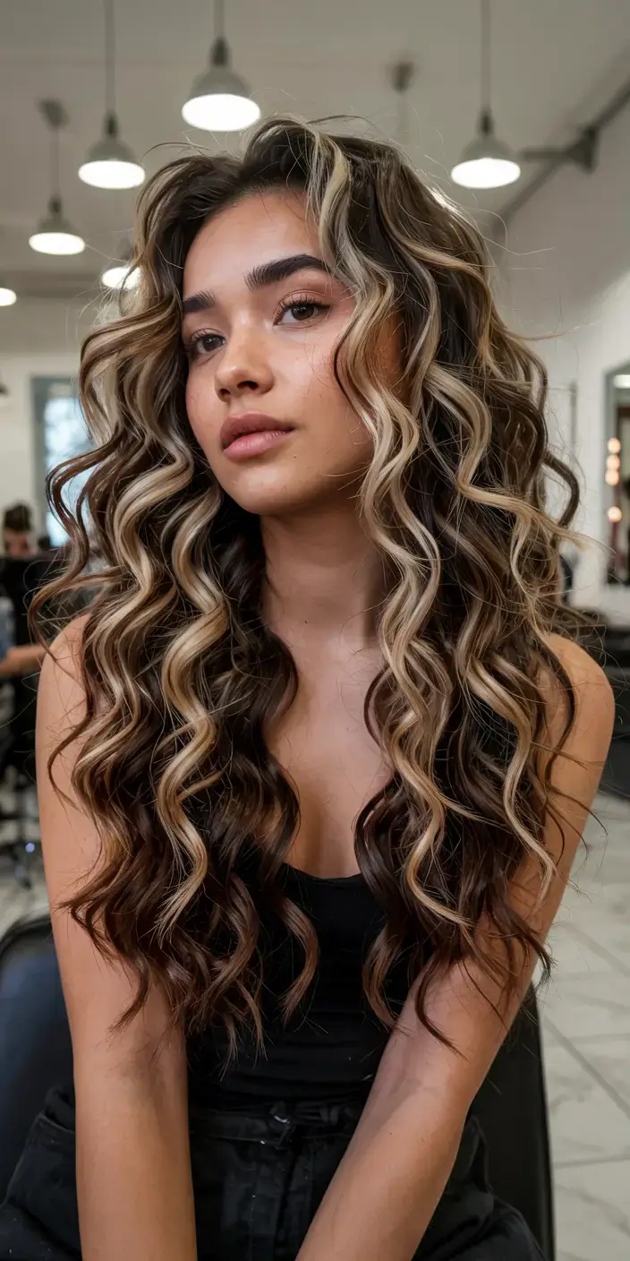 pastel spring calico hair color ideas 2026 High Contrast Calico Curls With Bold Blonde Ribbons