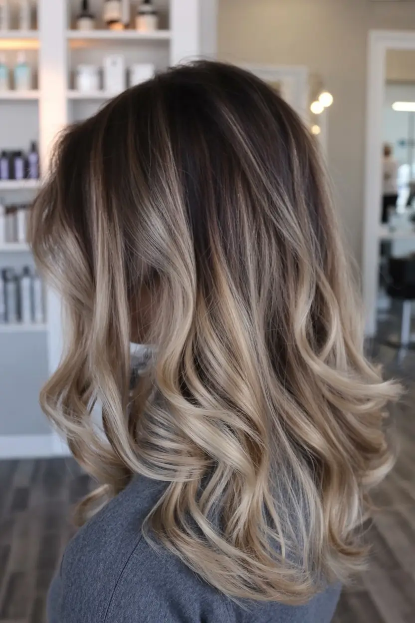 pretty spring ombre hair color 2026 Bright Beige Ombre with Textured Layers