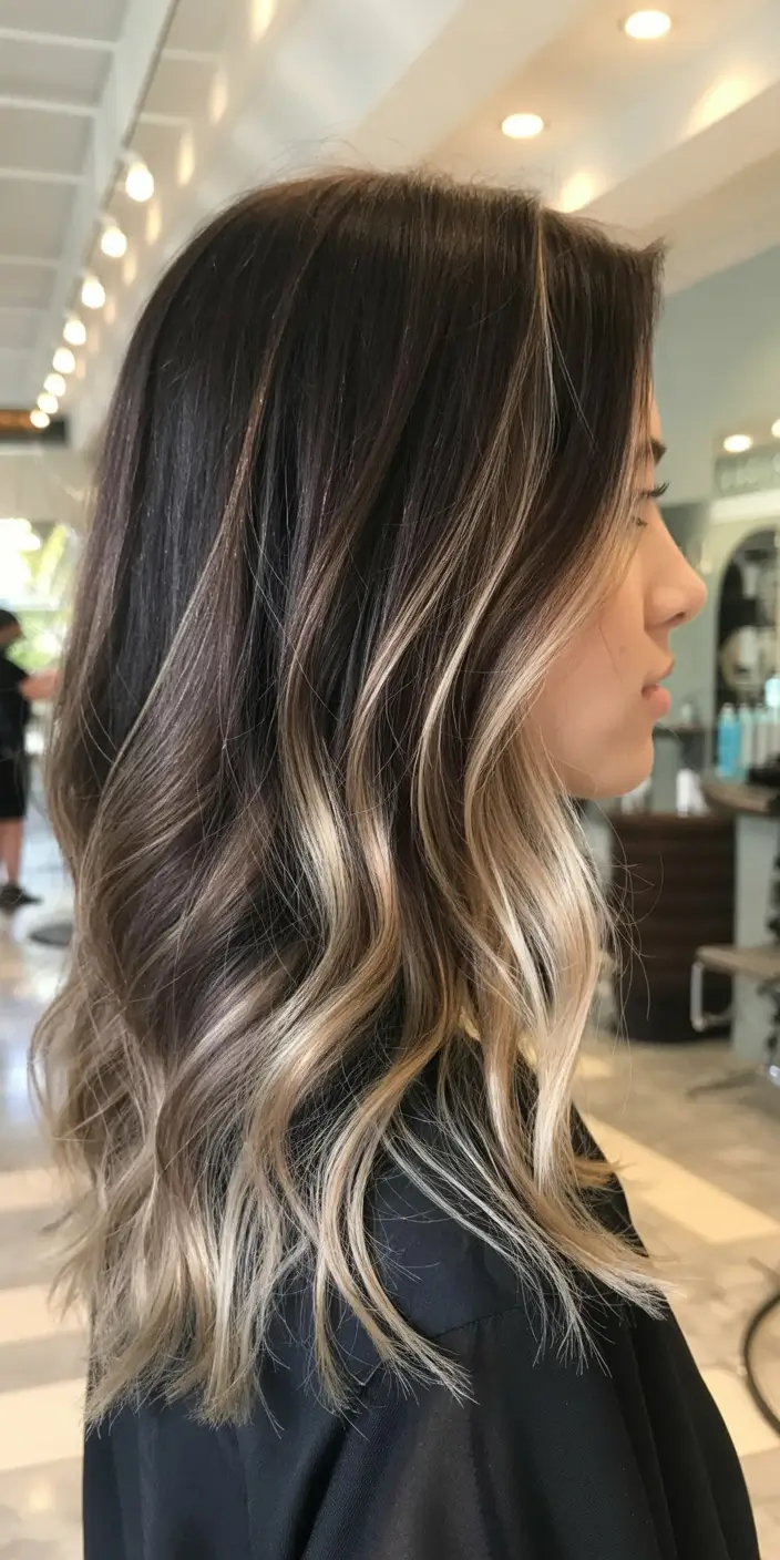 pretty spring ombre hair color 2026 Bright Ribbon Blonde Ombre with Soft Face-Framing Waves
