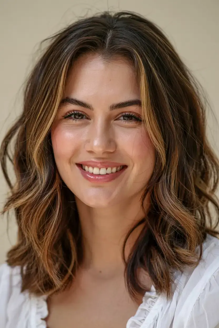 radiant spring hair color ideas to look younger 2026 Sunlit Bronde Waves with Face-Framing Brightness