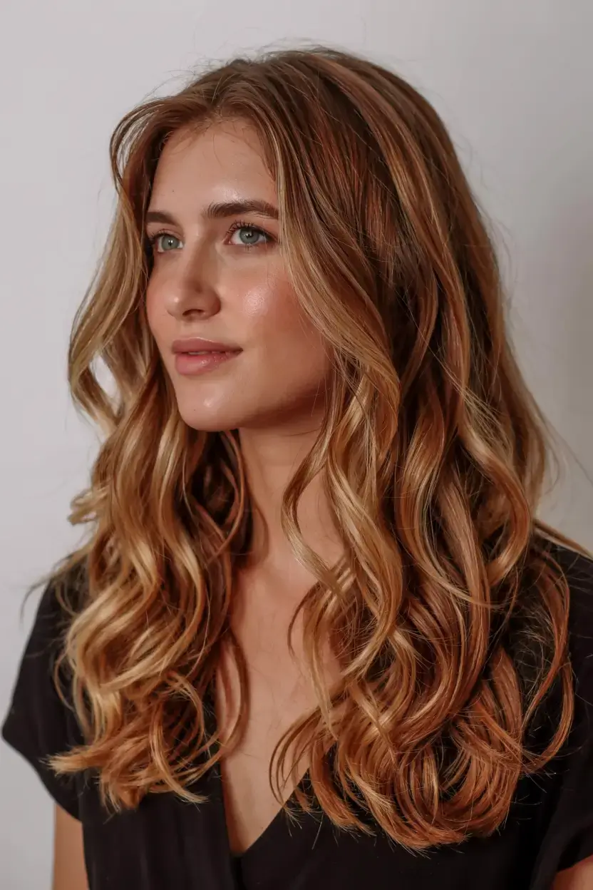 radiant spring hair color ideas to look younger 2026 Apricot Copper Waves for a Fresh Spring Glow