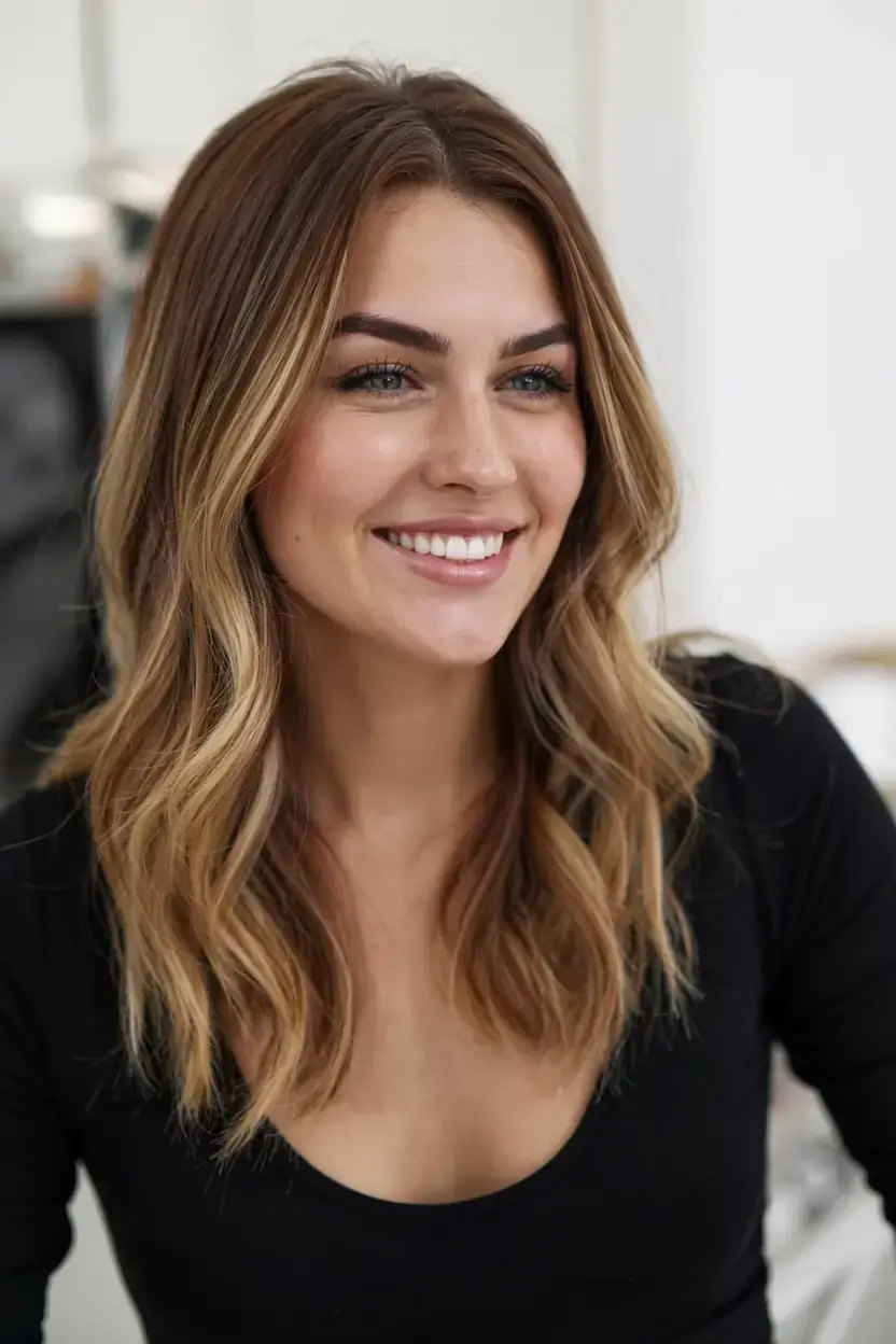 radiant spring hair color ideas to look younger 2026 Soft Golden Balayage for Luminous Everyday Hair