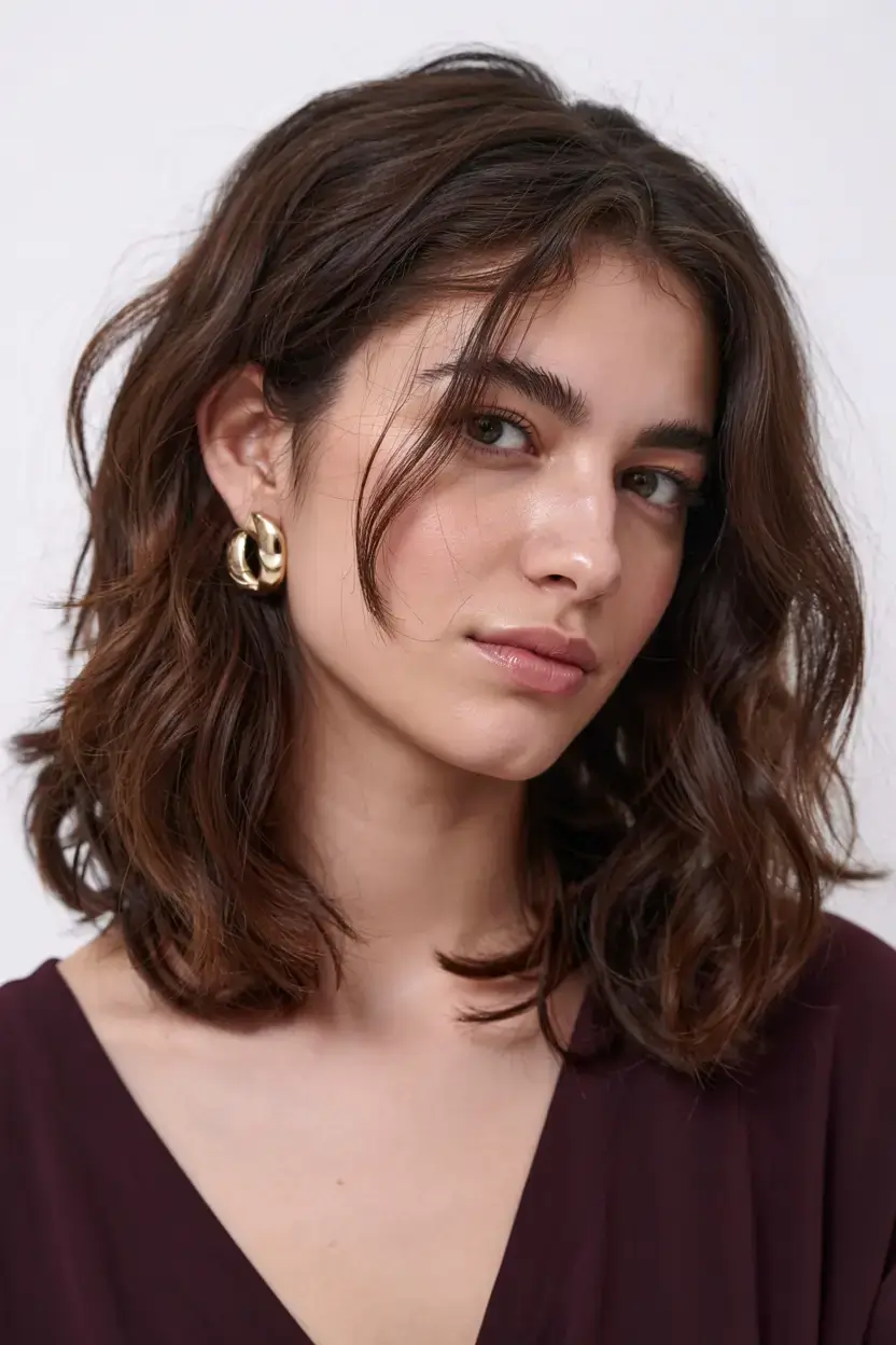 radiant spring hair color ideas to look younger 2026 Chocolate Chestnut Waves with Soft Natural Texture