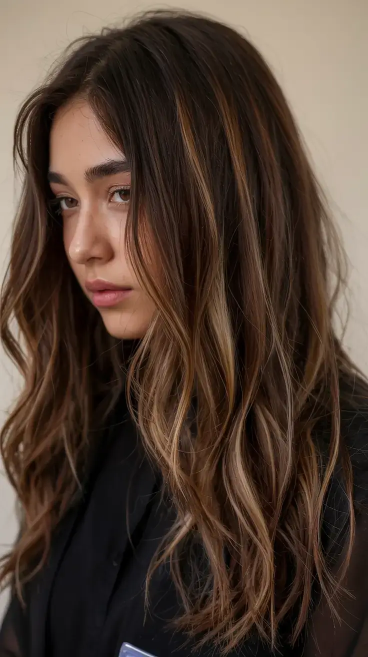 radiant spring hair color ideas to look younger 2026 Mocha Melt with Subtle Honey Ribbons