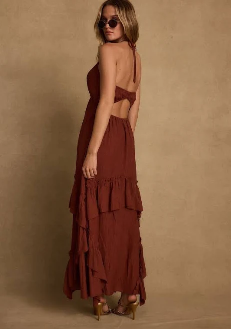 12th Tribe Rosamar Ruffle Maxi Dress