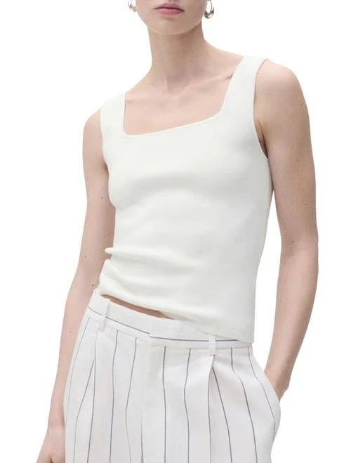 MANGO Fine Knit Square Neck Tank