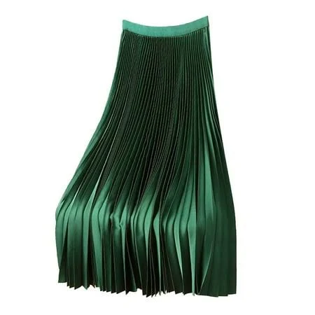 Women's Satin Pleated Maxi Skirt