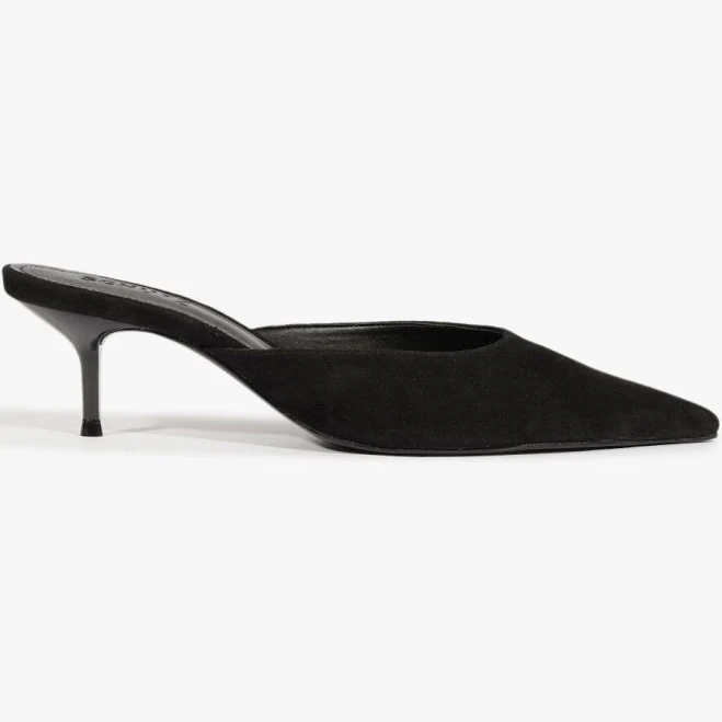 Schutz Women's Julie Suede Kitten Heel Mules