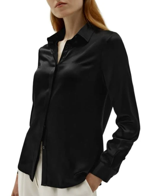 Women's Basic Concealed Placket Silk Shirt