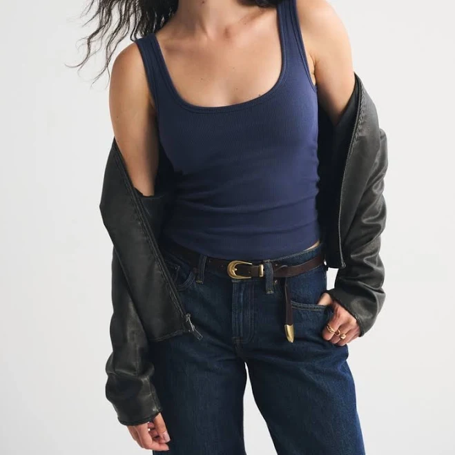 Abercrombie & Fitch Women's Bra-Free Rib Scoopneck Tank