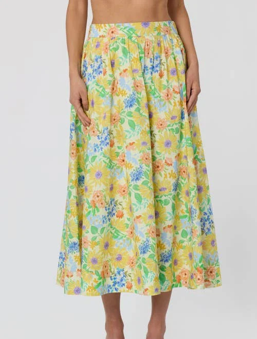 Astr The Label Jolie Floral Print Midi Skirt