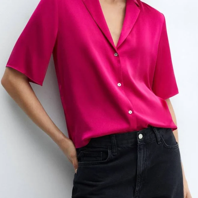 MANGO Women's Satin Camp Shirt