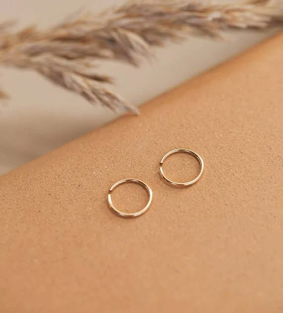 Women's Tiny Hoops 14kt Gold Fill Hello Adorn