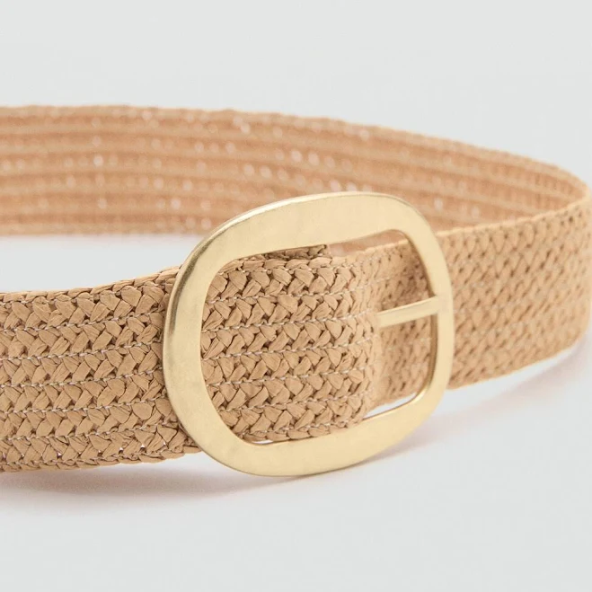 Natural fiber belt with oval buckle - Women | MANGO USA