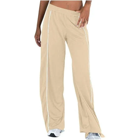 Women's High-Waisted Wide Leg Stripe Track Pants