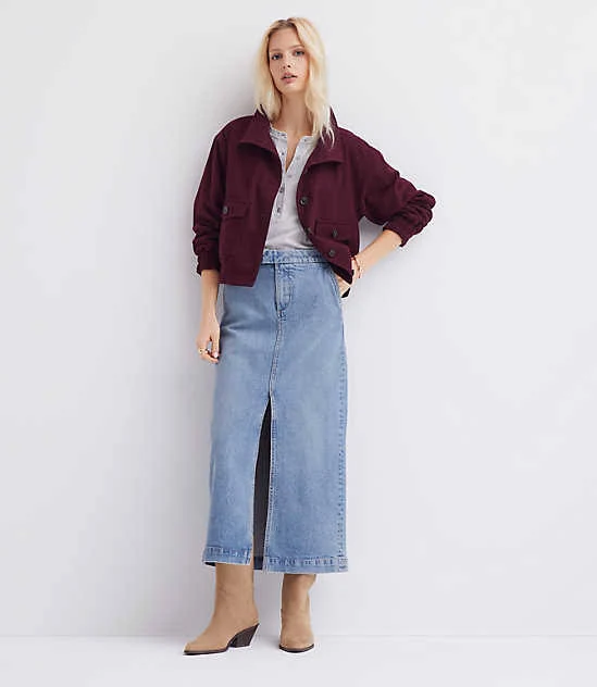 Loft Women's Refined Denim Midi Skirt