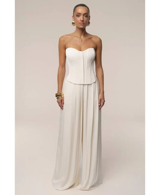 JLUXLABEL Clara Wide Leg Pleated Trousers