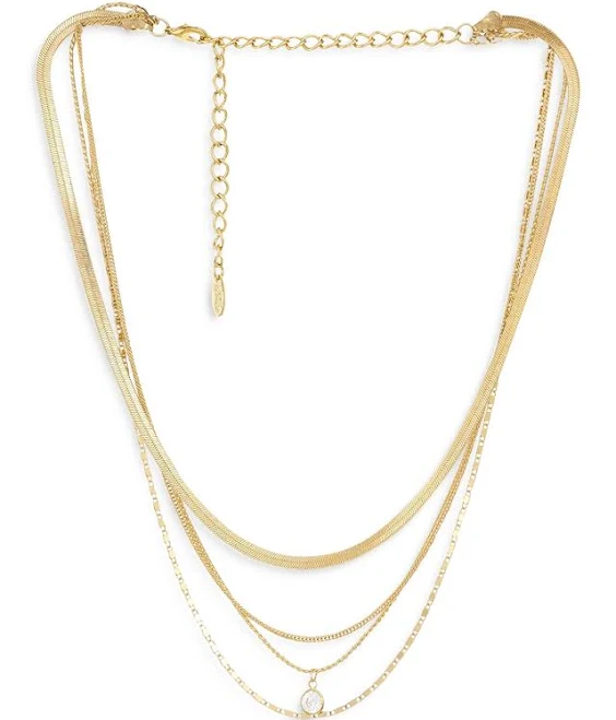 All the Chains 18K Gold Plated Layered Necklace, 13-15"