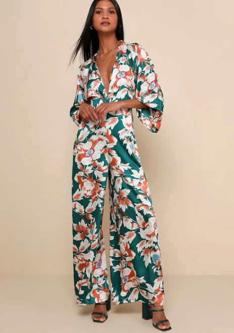Lulus Floral Print Wide-Leg Jumpsuit