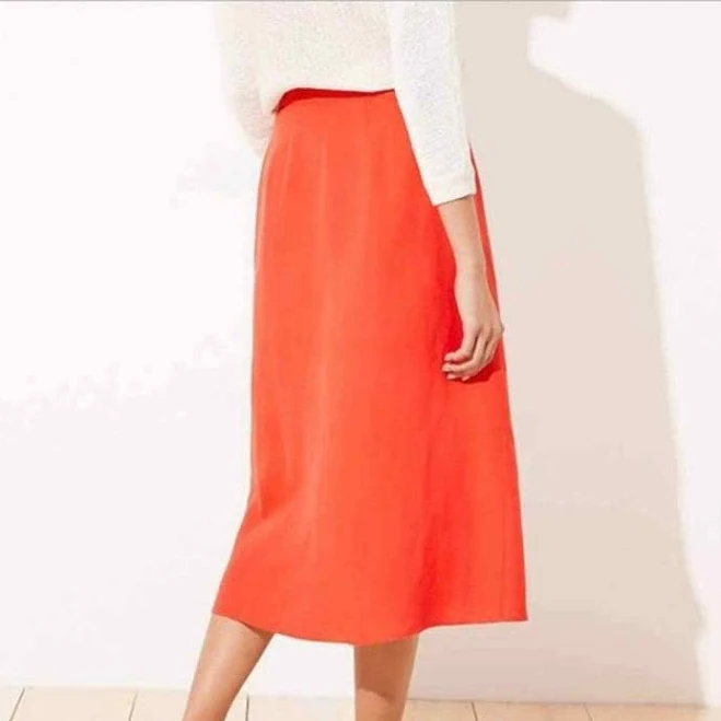 High-waisted A-line midi skirt with button-front detail
