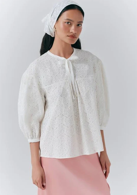 Ghost Loren Embroidered Cotton Blouse