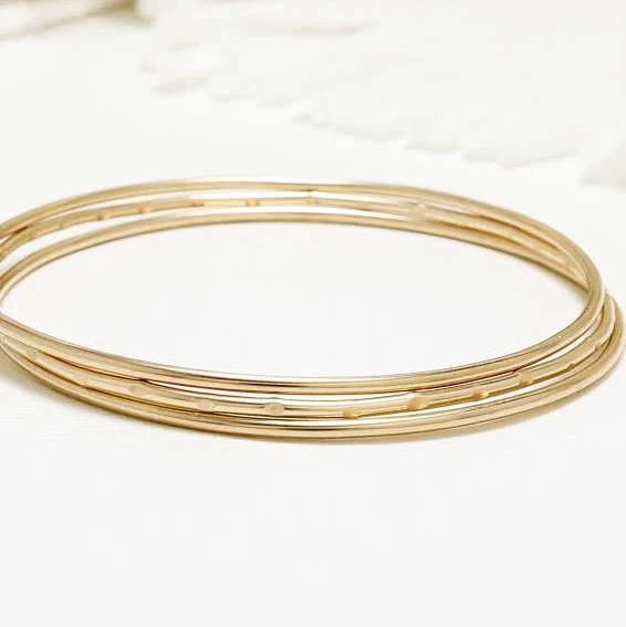 Minimalist Gold Filled Bangle Bracelet Set of 3