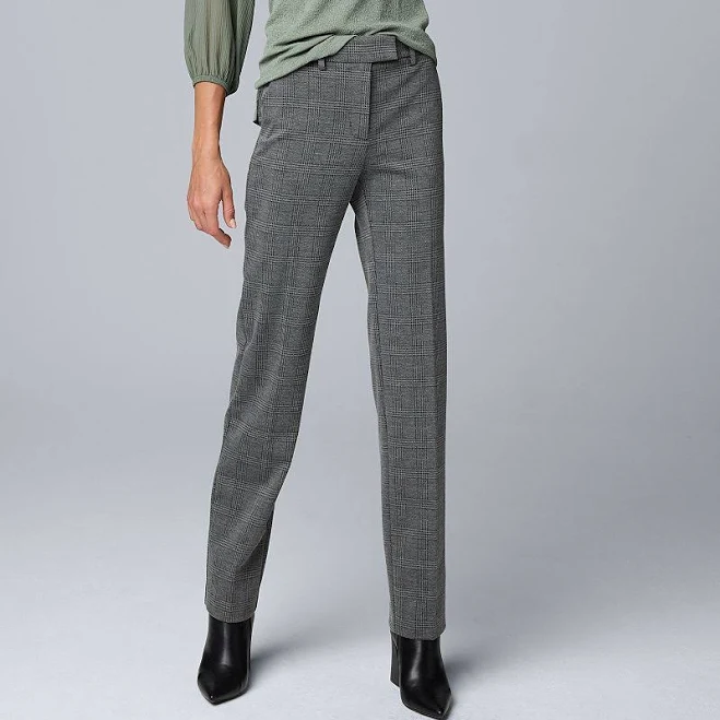 Women's Simply Vera Vera Wang High Rise Slim Straight Leg Trouser Pants