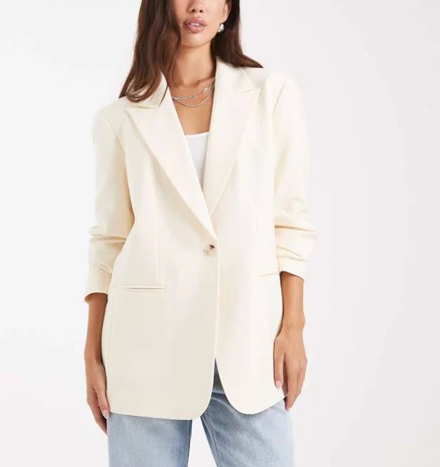 ASOS DESIGN relaxed blazer in cream