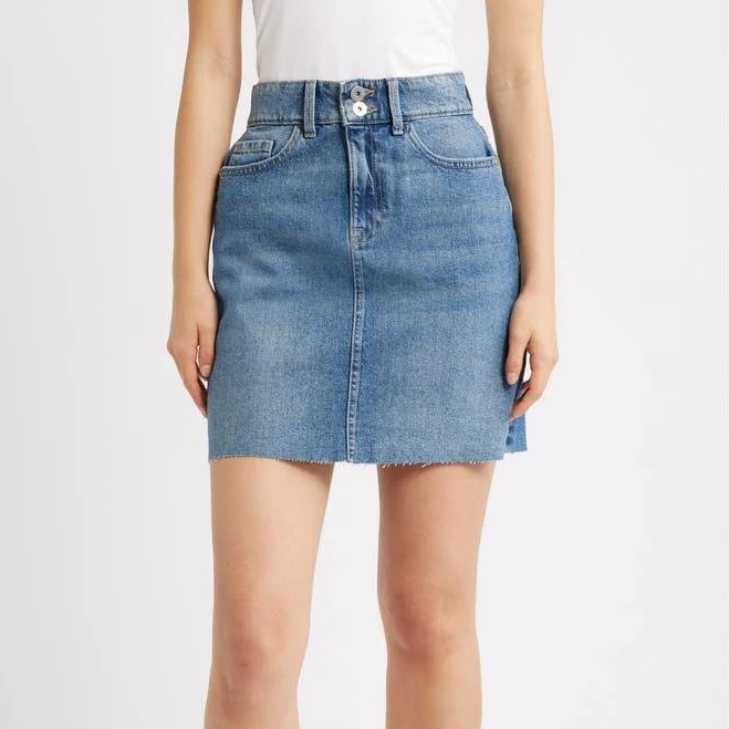 Lipsy Raw Hem Denim Miniskirt