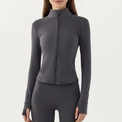 Anna-Kaci Women's Fitted Long Sleeve Athletic Jacket with Thumbhole Cuff