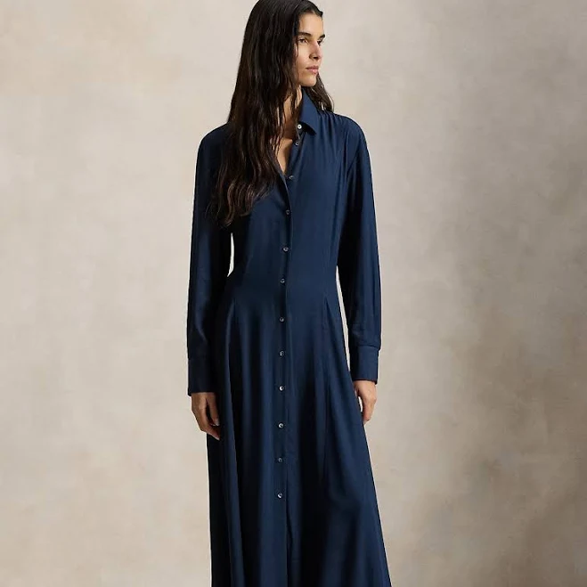 Self-Tie Twill Shirtdress