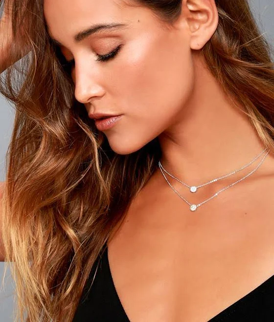 Lulus Rhinestone Layered Necklace Womens