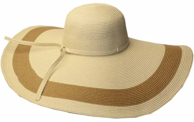 Sakkas Women's Contrast Stripe UPF 50+ Extra Wide Floppy Brim Straw