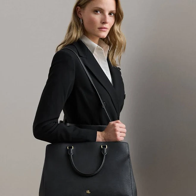 Crosshatch Leather Large Hanna Satchel | Ralph Lauren