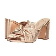 Sam Edelman Oda rose gold foil metallic block heel mule sandal women’s 7.5